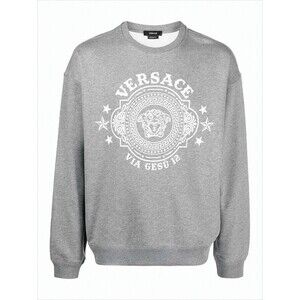 VERSACE Cotton Long-Sleeve Sweatshirt with Graphic Emblem